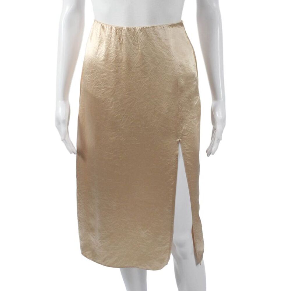 Babaton Women Straight Pencil Skirt Gold Acetate Zip Size 0